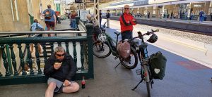 Taking the e-bikes on the train